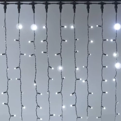 Светодиодный занавес 2*2 м., 400 LED, холодно белый, статика, черный провод каучук, LTC (ECO402-1-2W)