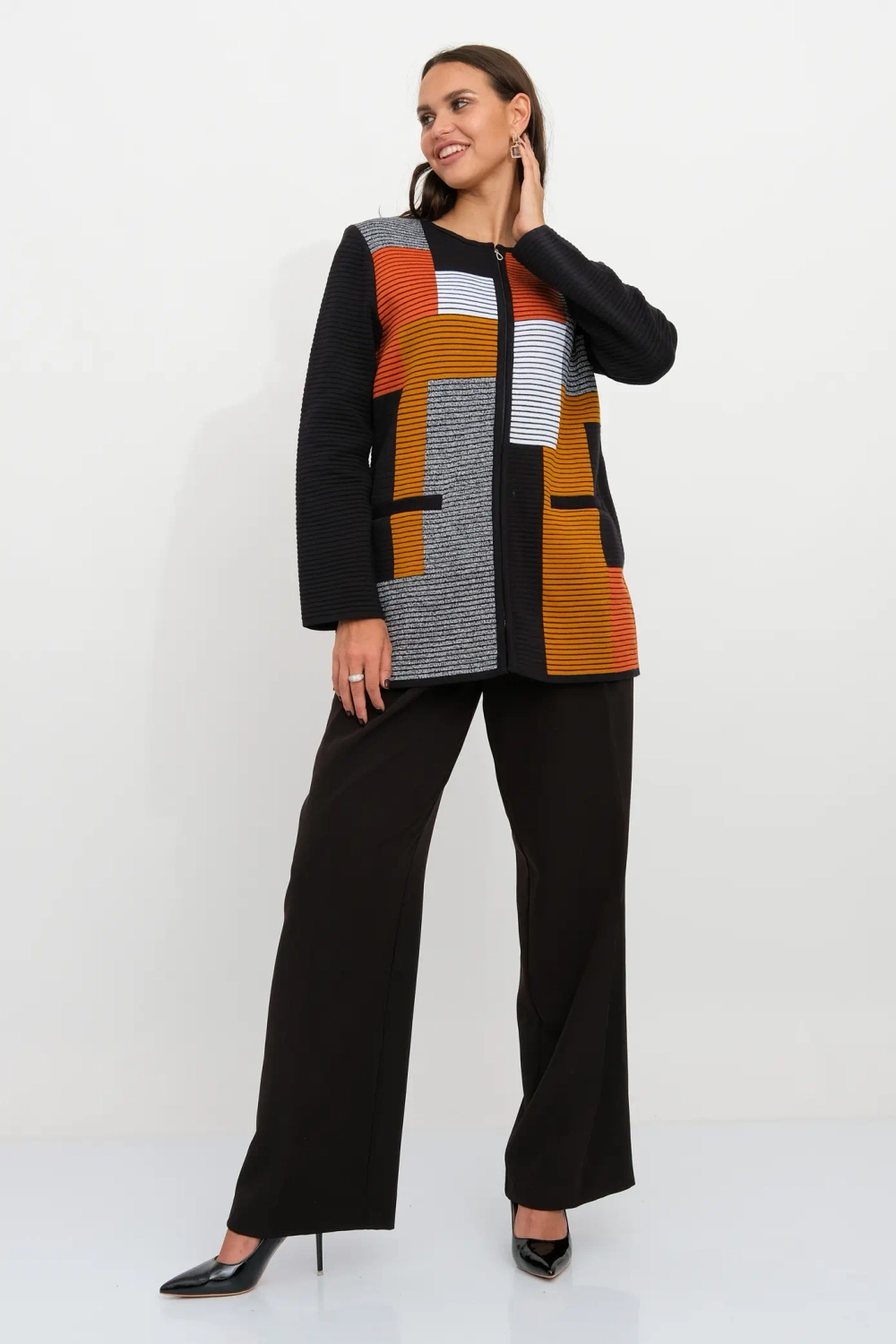 Жакет Д 2649/сине-терракотовый