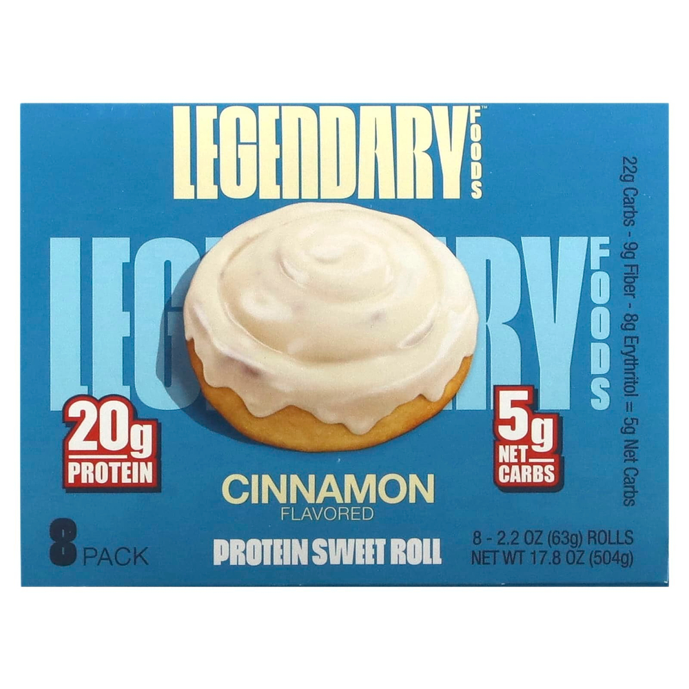 Legendary Foods, Сладкий булочка с протеином, корица, 8 пакетиков по 63 г (2,2 унции)