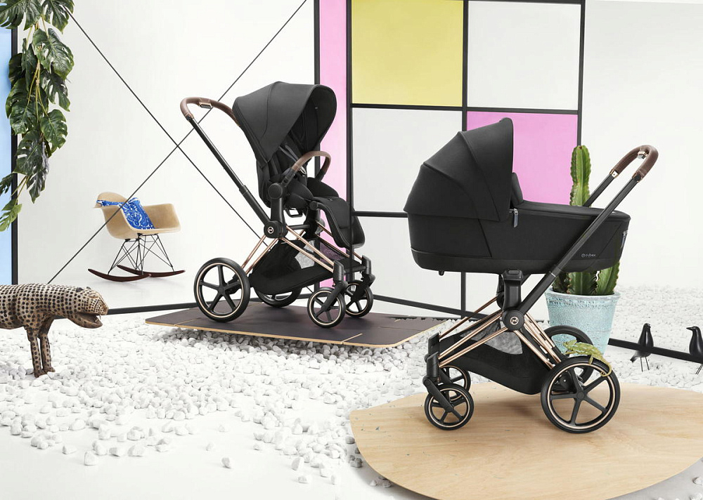 Коляска 3 в 1 Cybex Priam IV Rosegold complete и автокресло Cloud T i-Size Cozy Beige Plus Sepia Black