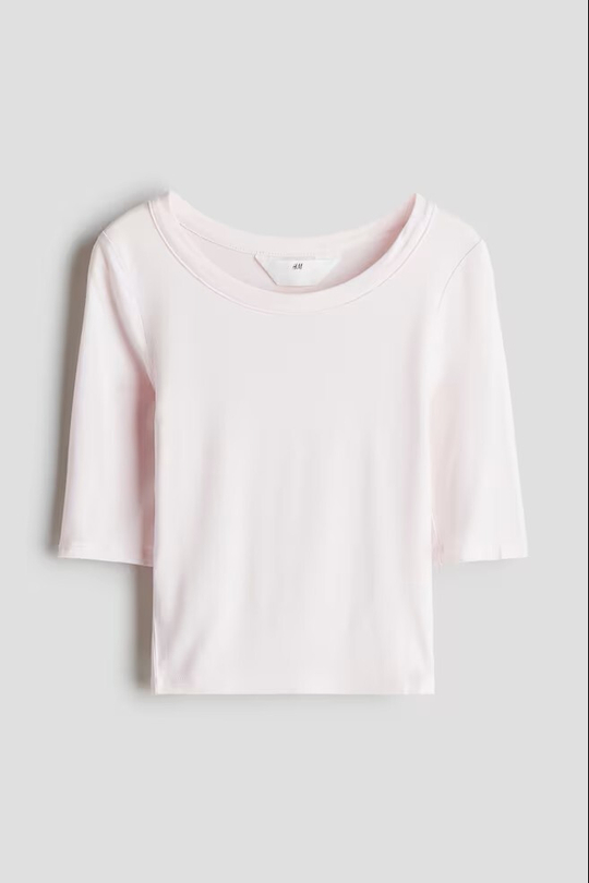 H&M Трикотажный топ, светло-розовый