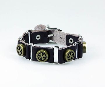 Браслет Мальтийский Крест бронза, составной ( коричневый / чёрный )