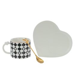 GAEM Кружка с блюдцем и ложкой, 220 мл, L16 W14 H7,5 см, 4в.