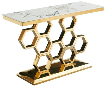 Стол-консоль Ist Casa Фьюжн, 120х40х78 см, жемчужный белый, золотой