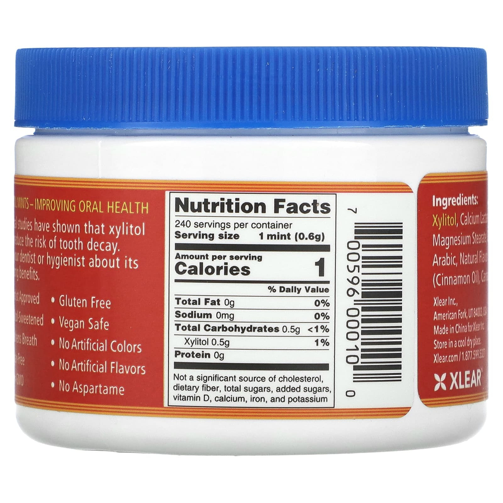 Xlear, Spry, драже с корицей, без сахара, 240 штук (144 г)