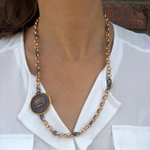 Цепь с монетой, цвет медь