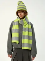 Купить Шарф Kraizy Stripes в полоску серый / лимон Шарф Kraizy Stripes в полоску серый / лимон