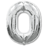 Шар фольгированный Цифра 0 87 см (Серебряный)