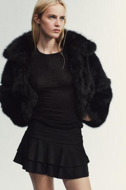 ZARA ЮБКА-ШОРТЫ С ВОЛАНАМИ, ЧЕРНЫЙ