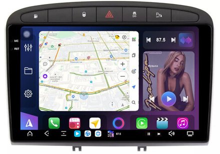 Магнитола для Peugeot 308 2007-2014, 408 2012-2022 - FarCar GX083M монитор 9.5" 2K QLED на Android 14, TS20, 6+128Гб, CarPlay, 4G SIM-слот