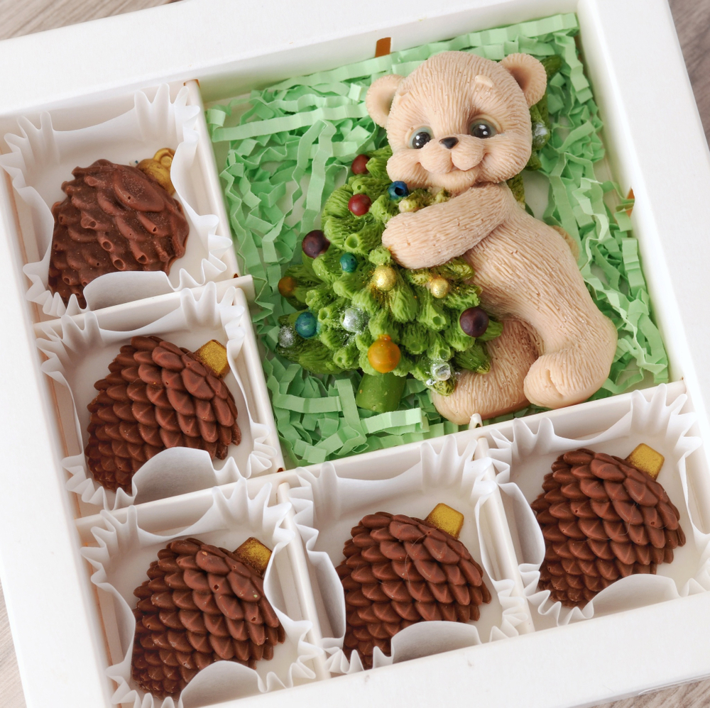 Набор "Мишка с елкой" + 5 шишек