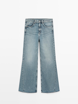 Massimo Dutti Джинсы с высокой талией и расклешенным кроем, светло-голубой