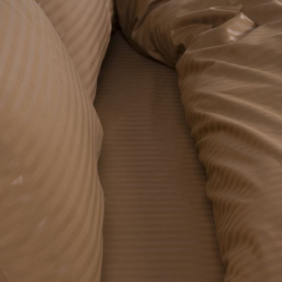 Простыня на резинке Brown, 90x200х30, страйп полисатин HOMY
