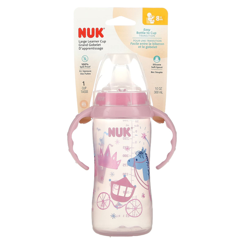 NUK, Large Learner Cup, для детей от 8 месяцев, розовый / розовый, 300 мл (10 унций)
