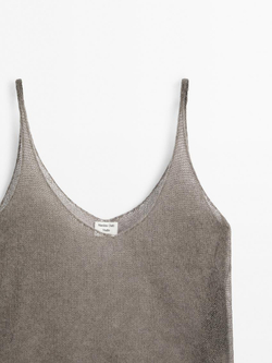 Massimo Dutti Топ с V-образным вырезом, коричневый