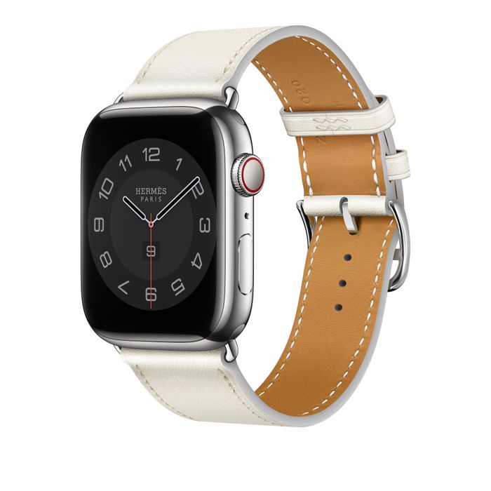 Apple Watch Hermes 45 Blanc Swift Leather Single Tour