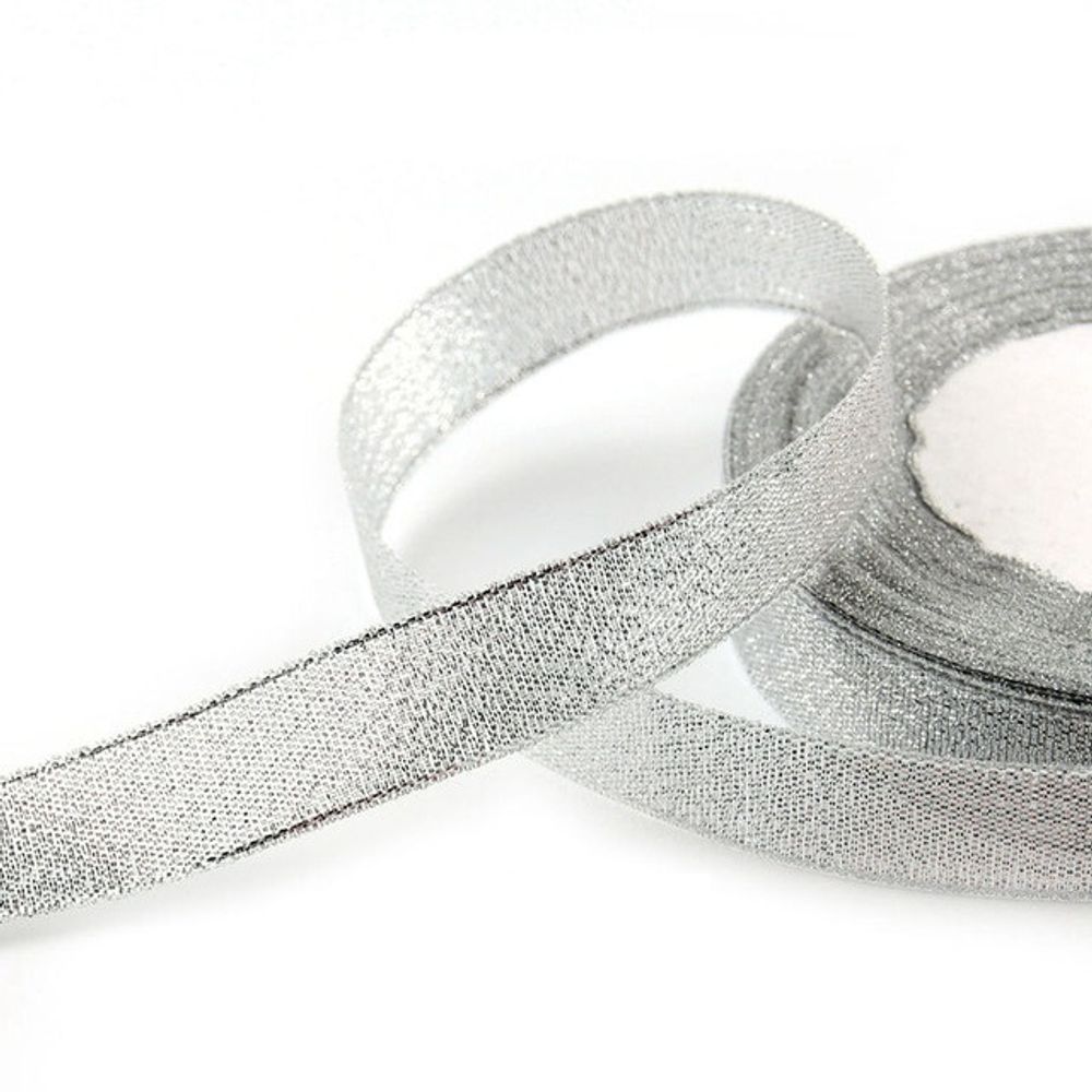 Лента-парча 0,6см*25ярд СЕРЕБРО