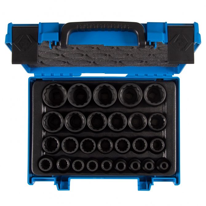 KING TONY (4827MP) Набор ударных торцевых головок 1/2", двенадцатигранные, 8-36 мм, 27 предметов