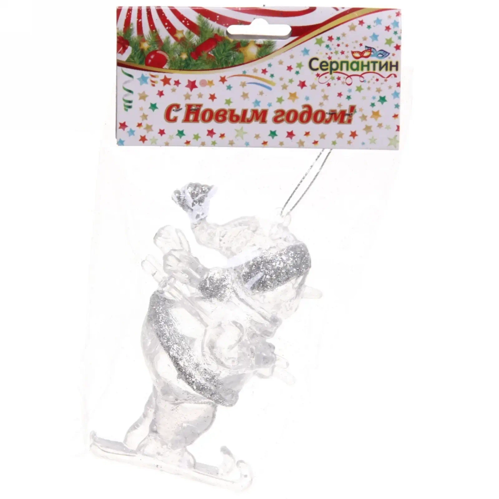 Украшение новогоднее подвесное «Озорной снеговик» 10 см, серебро