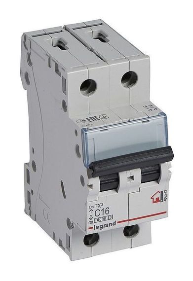 Автомат LEGRAND TX3 2П 16А-С 6кА 25356
