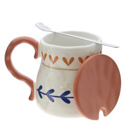 GAEM Кружка с крышкой и ложкой, 400 мл, L14 W10 H10 см, 4в.