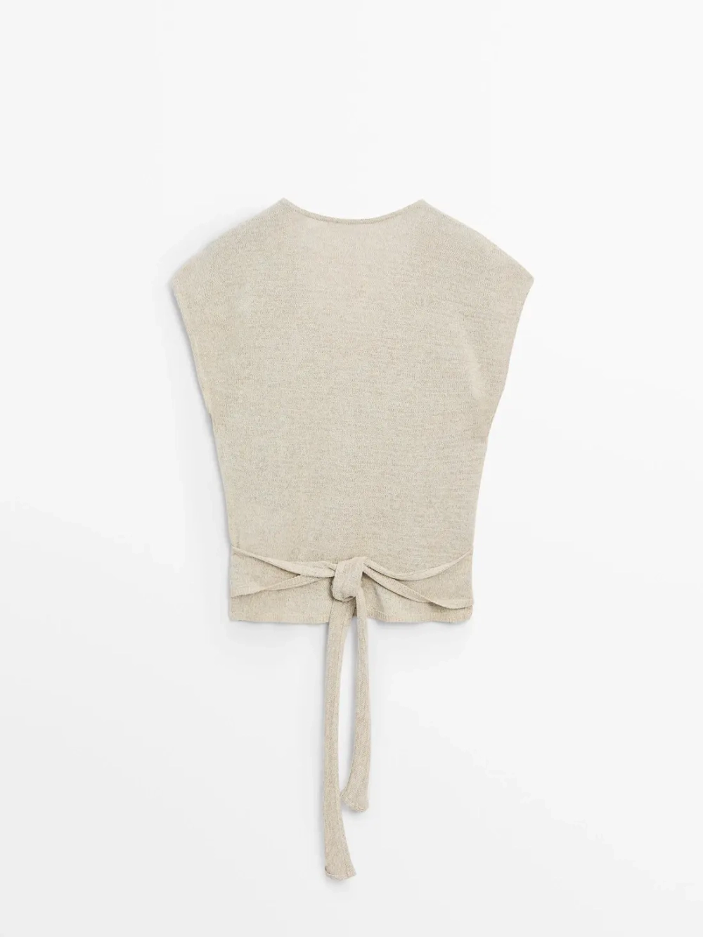 Massimo Dutti Топ из смесового хлопка с завязывающимся поясом, золотистый