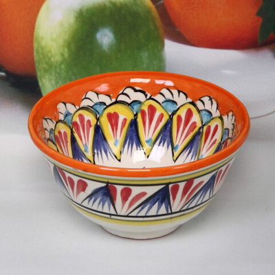 Пиала большая 11*5,5см оранжевая Риштанская Керамика