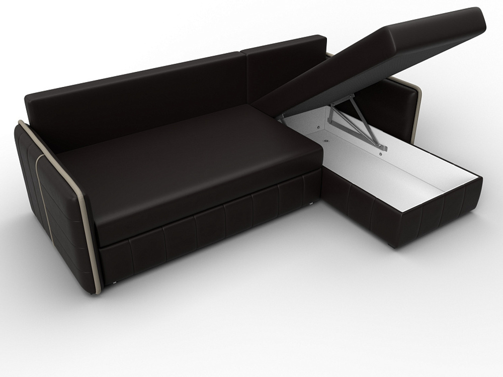 Диван угловой Лига-078 угол универсальный ЭКОКОЖА GRIFON 12 коричневый GRIFON 04 бежевый