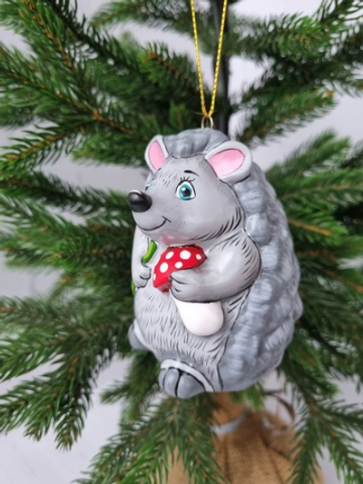 Ёжик ёлочная игрушка из фарфора