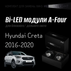 Светодиодные линзы Statlight A-Four Bi-LED линзы для фар Hyundai Creta 2016-2020, комплект билинз, 2 шт