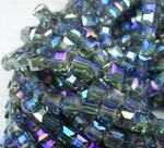 БВ029ДН4 Хрустальные бусины квадратные, цвет: серый с цв. AB прозрачный, 4 мм, кол-во: 44-45 шт.