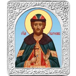 Святой Святослав. Маленькая икона в серебряной раме