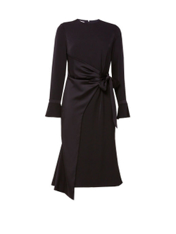 Платье чёрное с декором на талии 16-01-19FW