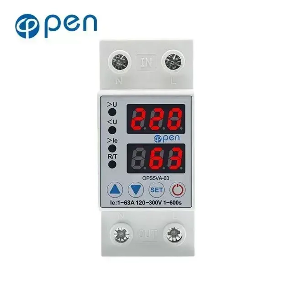 Реле контроля напряжения и тока на DIN рейку, 63А