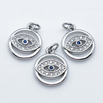 Подвеска Глаз, цвет серебро, фианиты, размер 15*12 мм, цена за 1 шт
