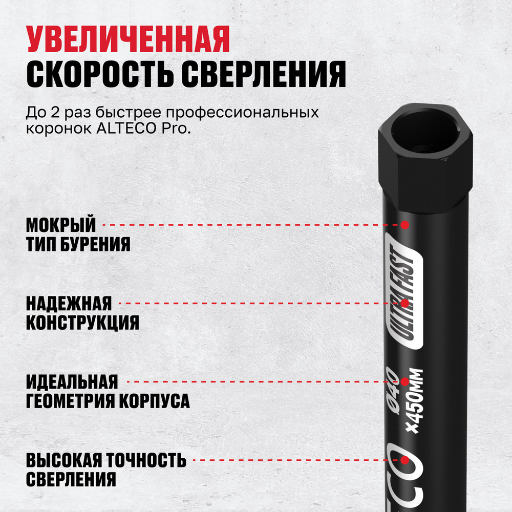 Алмазная коронка ALTECO Ultra Fast 40*450