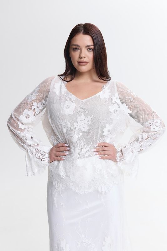 Блузка из кружева, молочный