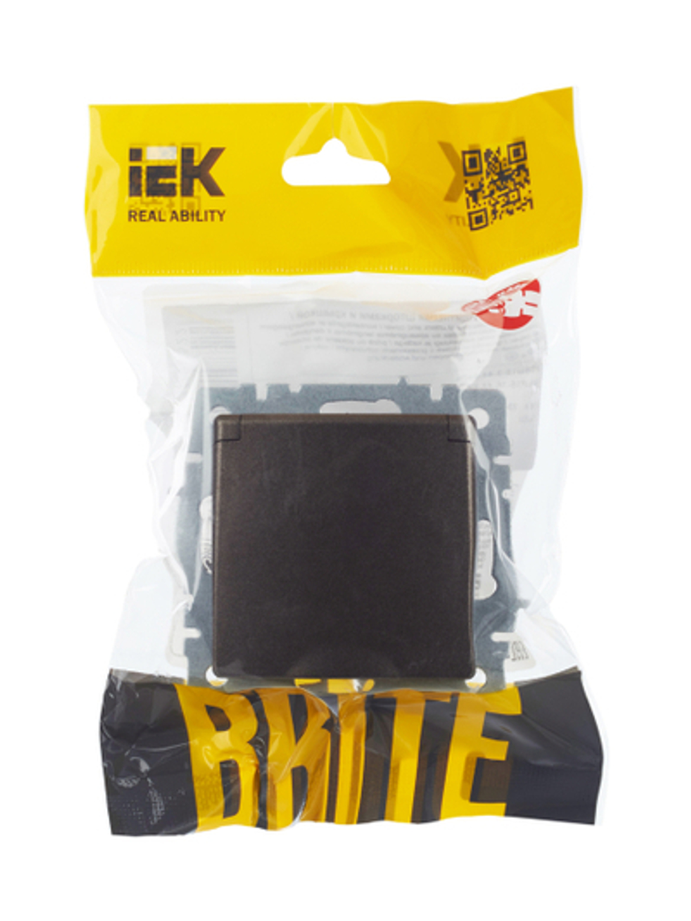 BRITE Розетка 1-местная с заземлением с защитными шторками и крышкой 16А IP44 РСбш10-3-44-БрТБ темная бронза IEK