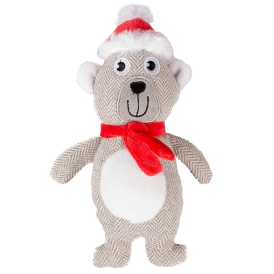 Duvo+ игрушка для собак мягкая "новогодний мишка", серый, 22х11х5см!