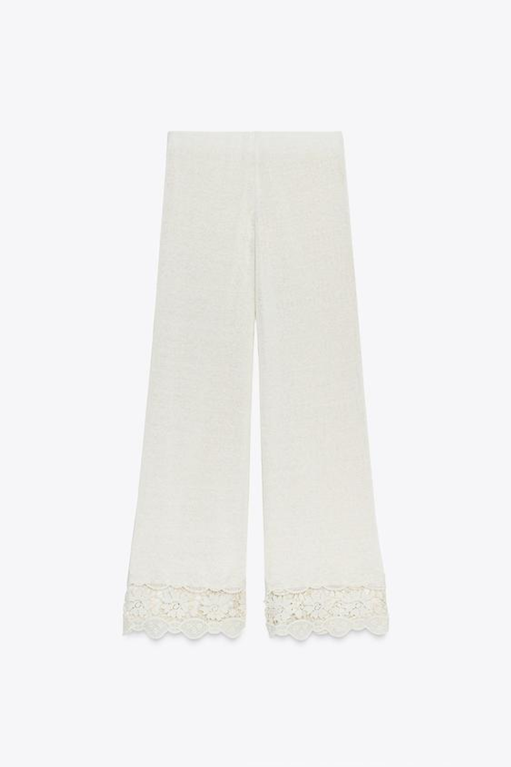 ZARA КОМБИНИРОВАННЫЕ БРЮКИ С ГИПЮРОМ, ЭКРЮ