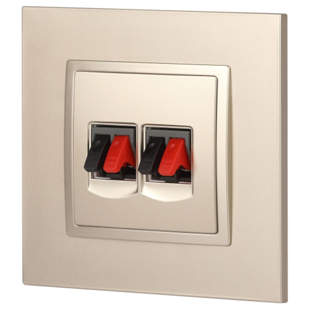 14-3112-04 ЭРА Розетка аудио двойная, IP20, Эра Elegance, шампань