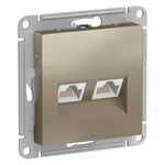 ATLASDESIGN РОЗЕТКА двойная компьютерная RJ45+RJ45, кат.5Е, механизм, ШАМПАНЬ