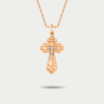 Крест православный из розового золота 585 пробы без вставки (арт. 74380)