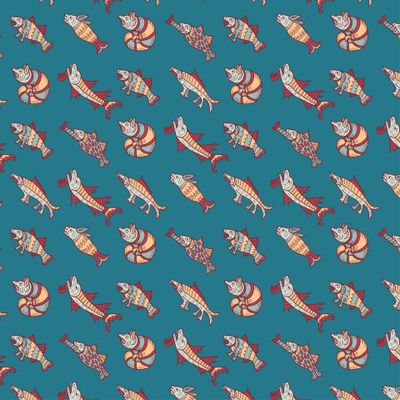 Средневековый бестиарий, морские животные, синий