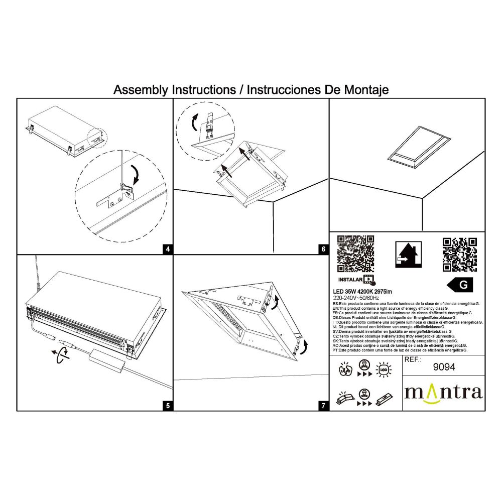 9094 Встраиваемое светодиодное окно BLUE SKY