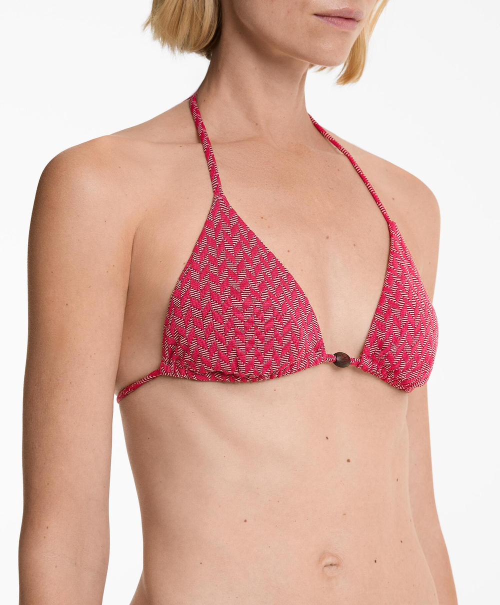 OYSHO Жаккардовый треугольный топ бикини, фуксия