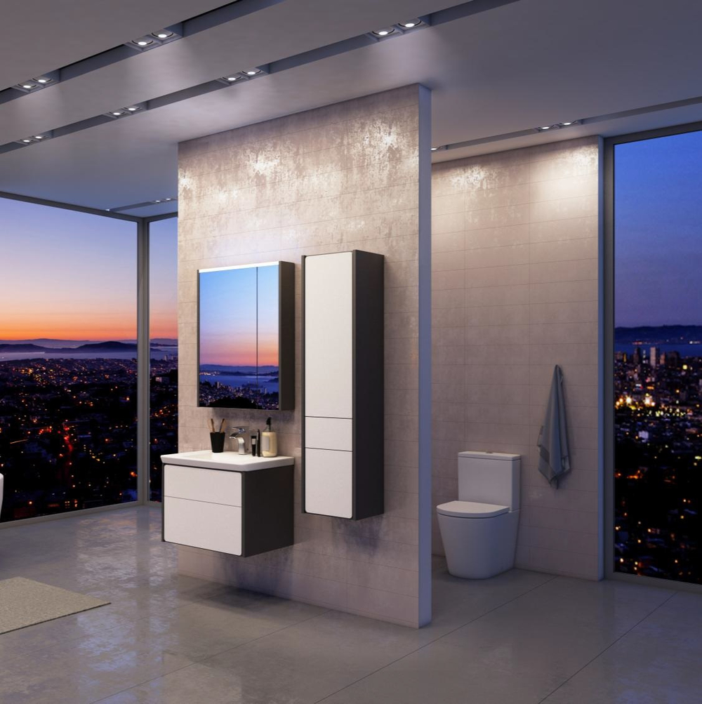 Шкаф-колонна Roca Ronda левый, белый глянец/антрацит ZRU9302966