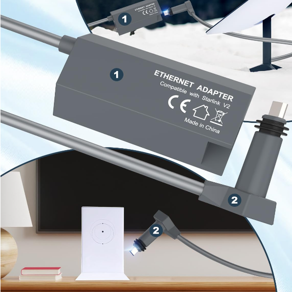 LAN-адаптер Starlink V2 — Ethernet Adapter V2 для спутникового интернета