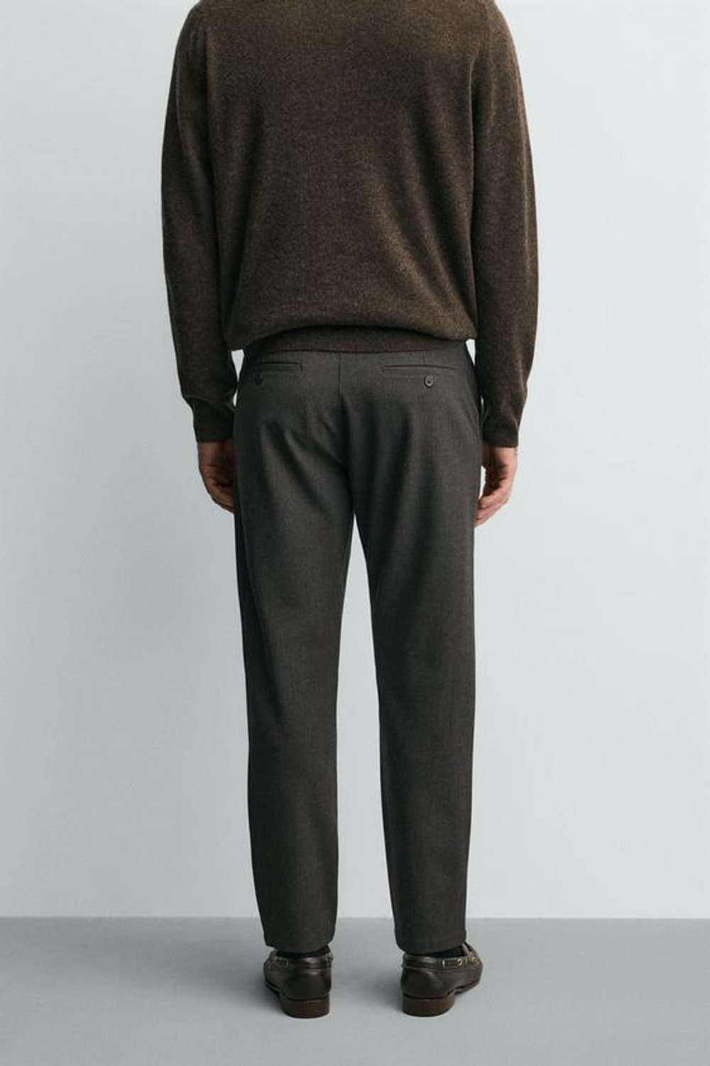 ZARA БРЮКИ ЧИНОС ИЗ КОМФОРТНОЙ РЕЛЬЕФНОЙ ТКАНИ, КОРИЧНЕВЫЙ МЕЛАНЖ
