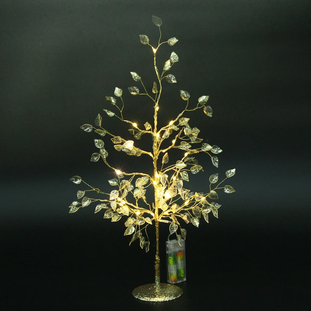 Дерево декоративное «Зимнее чудо» 50 cм, (с подсветкой на батарейках 2хАА), Золото